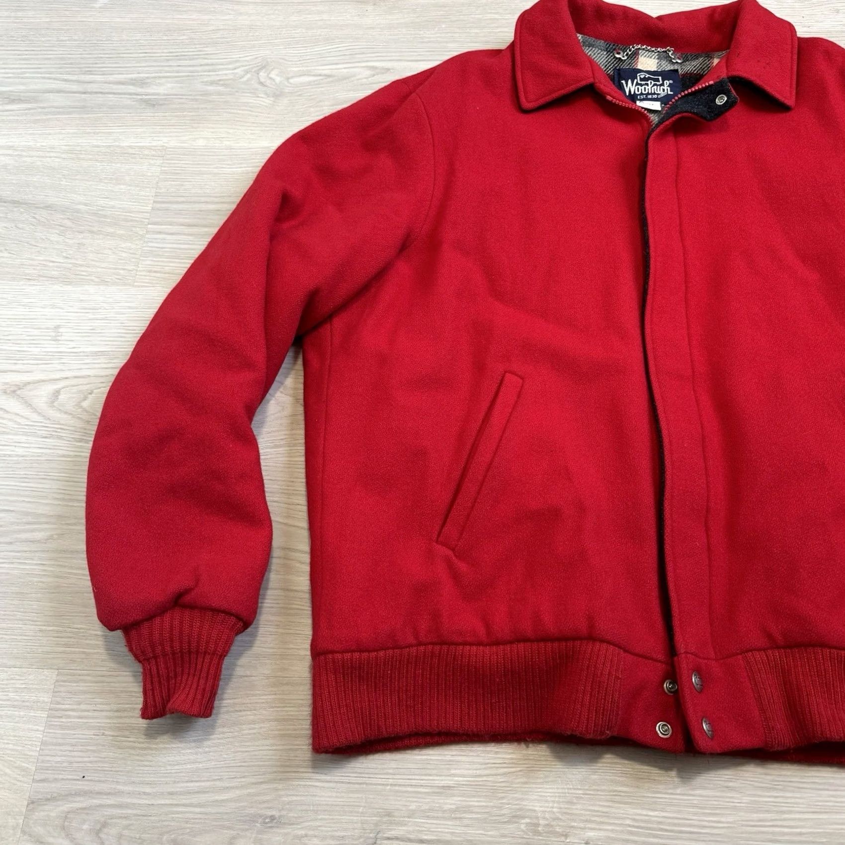 Vintage VINTAGE Woolrich Jacket Red Wool Plaid Lined Bomber Coat Union Made In USA XL Mens Bomber Jacket Size US XL / EU 56 / 4 - 3 Thumbnail
