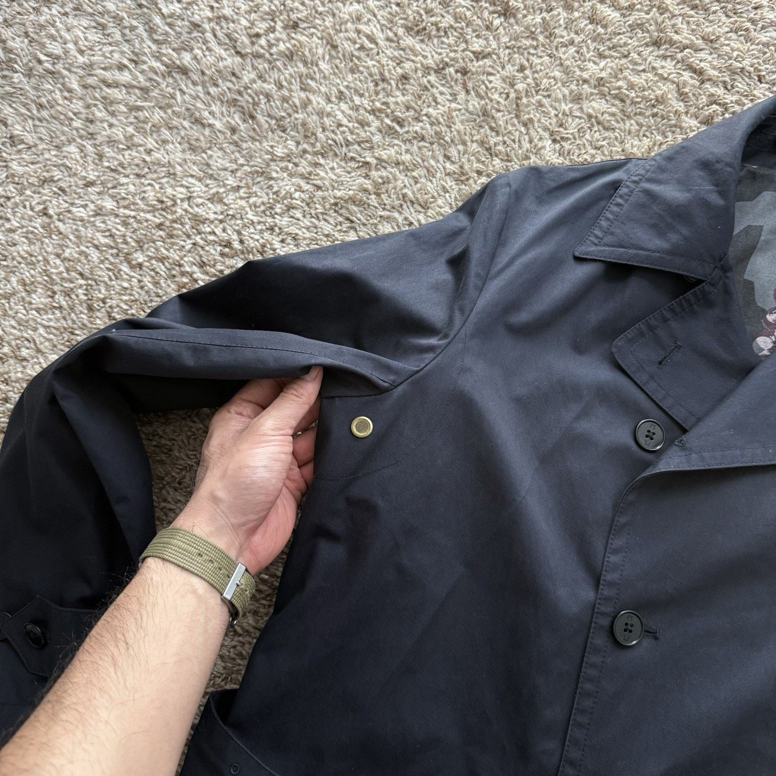 Paul Smith Paul Smith London Trench Coat Navy Belted Double Breasted Size US M / EU 48-50 / 2 - 8 Thumbnail