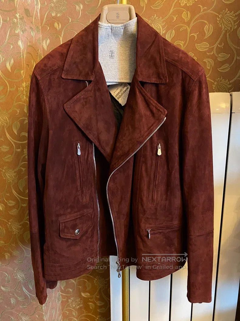 Brunello Cucinelli Brunello Cucinelli Motorcycle Jacket, Suede Nubuck Leather Size US M / EU 48-50 / 2 - 1 Thumbnail