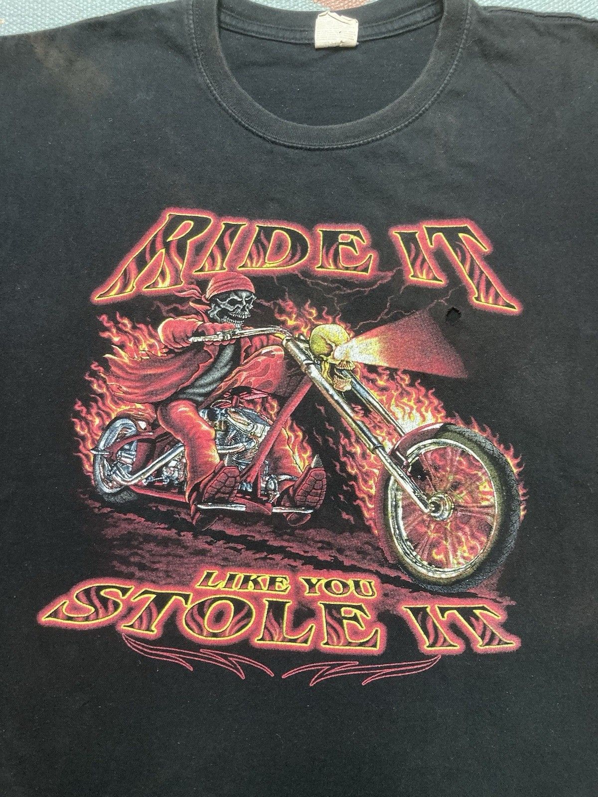 Harley Davidson × Vintage y2k tshirt ride like you stole harley skull flames chopped L Size US L / EU 52-54 / 3 - 2 Thumbnail