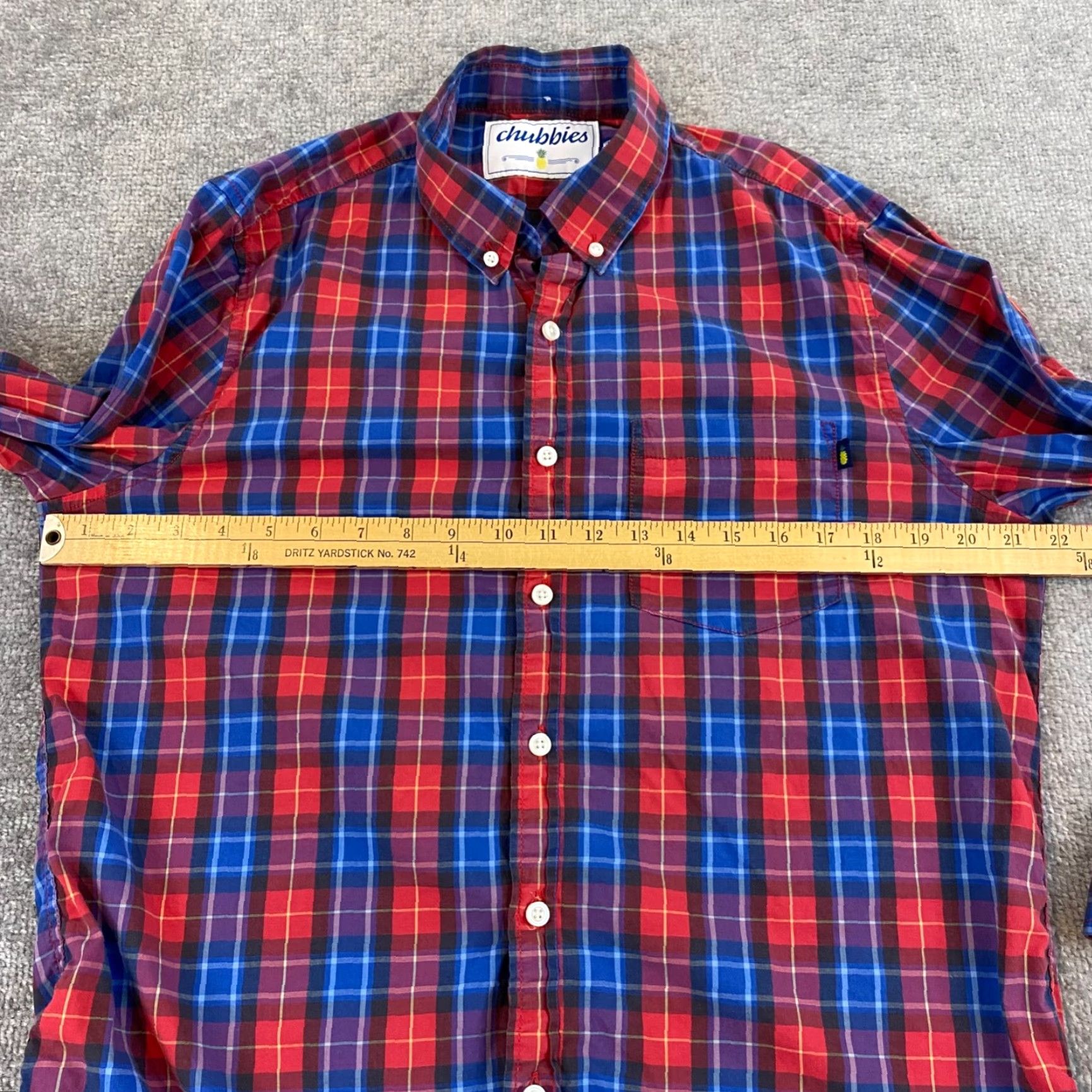 Chubbies Chubbies Shirt Mens Medium Red Blue Plaid Button-Down Pocket Dress Top L/S Size US M / EU 48-50 / 2 - 7 Thumbnail