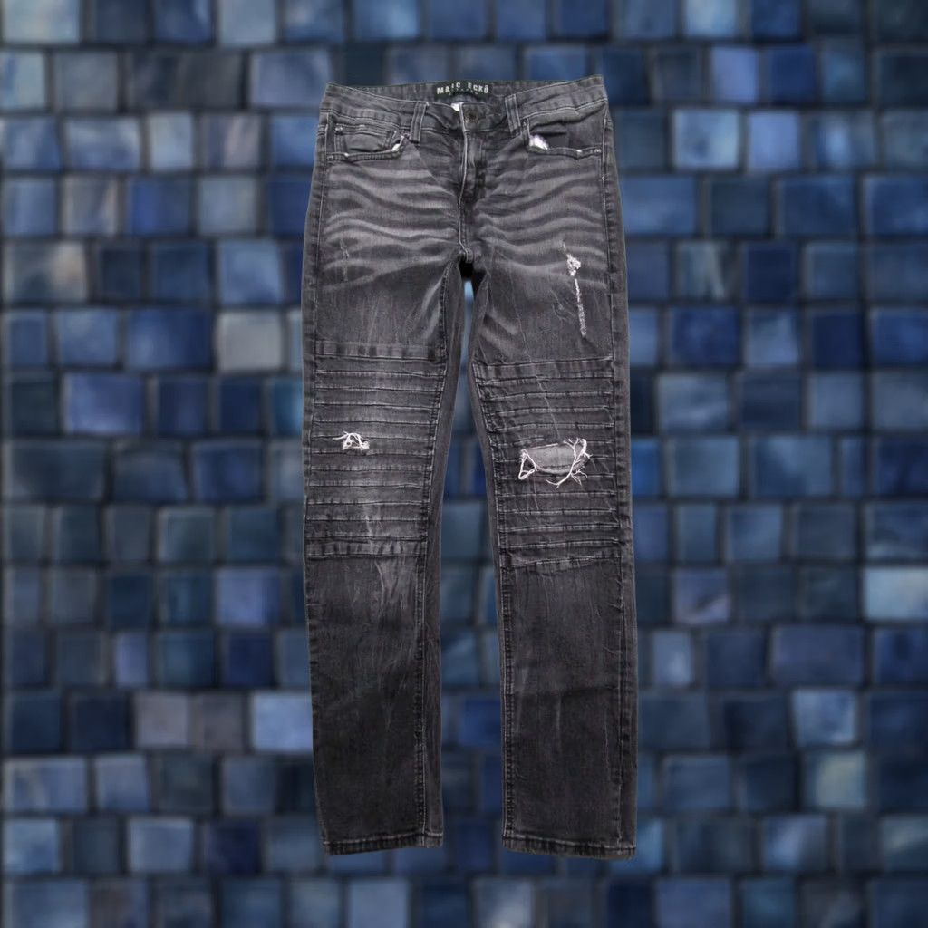 Ecko Unltd. Y2K Marc Ecko Cut and Sew Black Distressed Denim Moto Stretch Jeans Size 32x30 Mens Jeans Slim Stretch Black 90s 00s Size US 32 / EU 48 - 1 Thumbnail