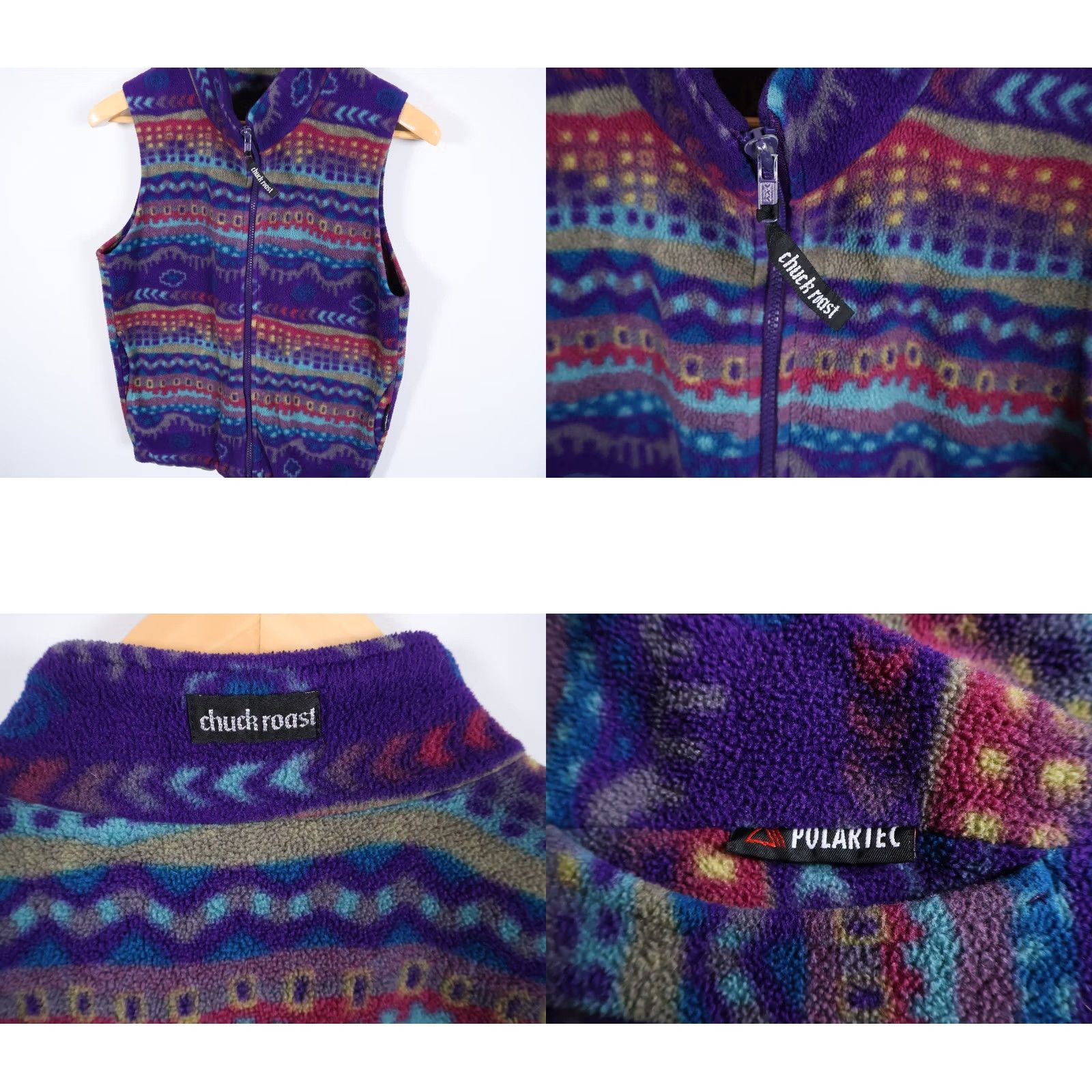 Vintage VINTAGE Chuck Roast Vest Women's 14 / Medium Purple Aztec Polartec VTG Geometric Zip Fleece Vest Women Size M / US 6-8 / IT 42-44 - 8 Thumbnail