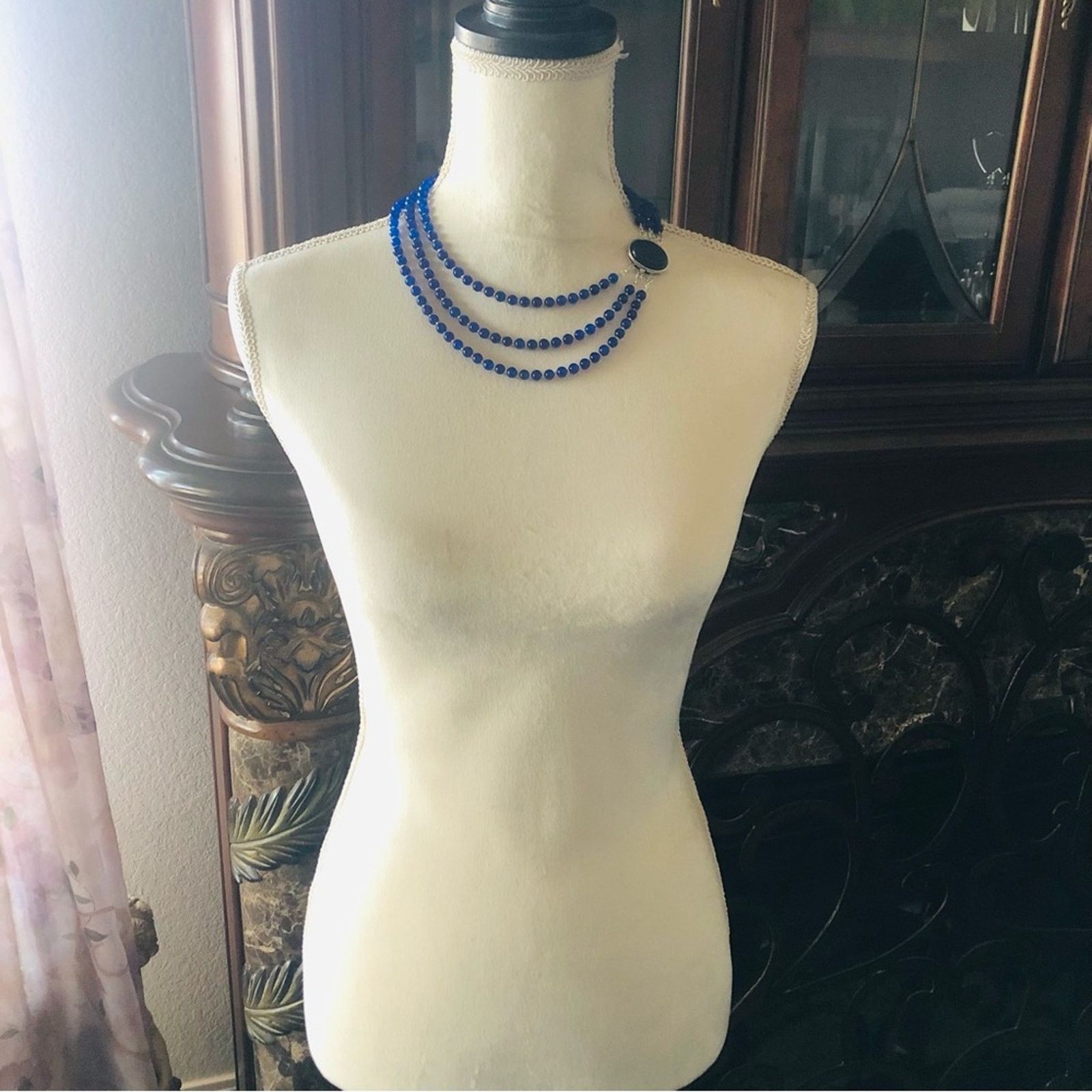 Handmade Handcrafted lazurite bead oval lapis stone clasp necklac Size ONE SIZE - 6 Thumbnail