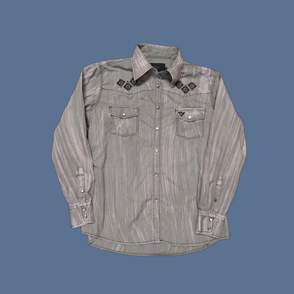 Vintage COWGIRL HARDWARE Western Shirt Gray Cross Embroidery Pearl Snap M Size M / US 6-8 / IT 42-44 - 1 Thumbnail