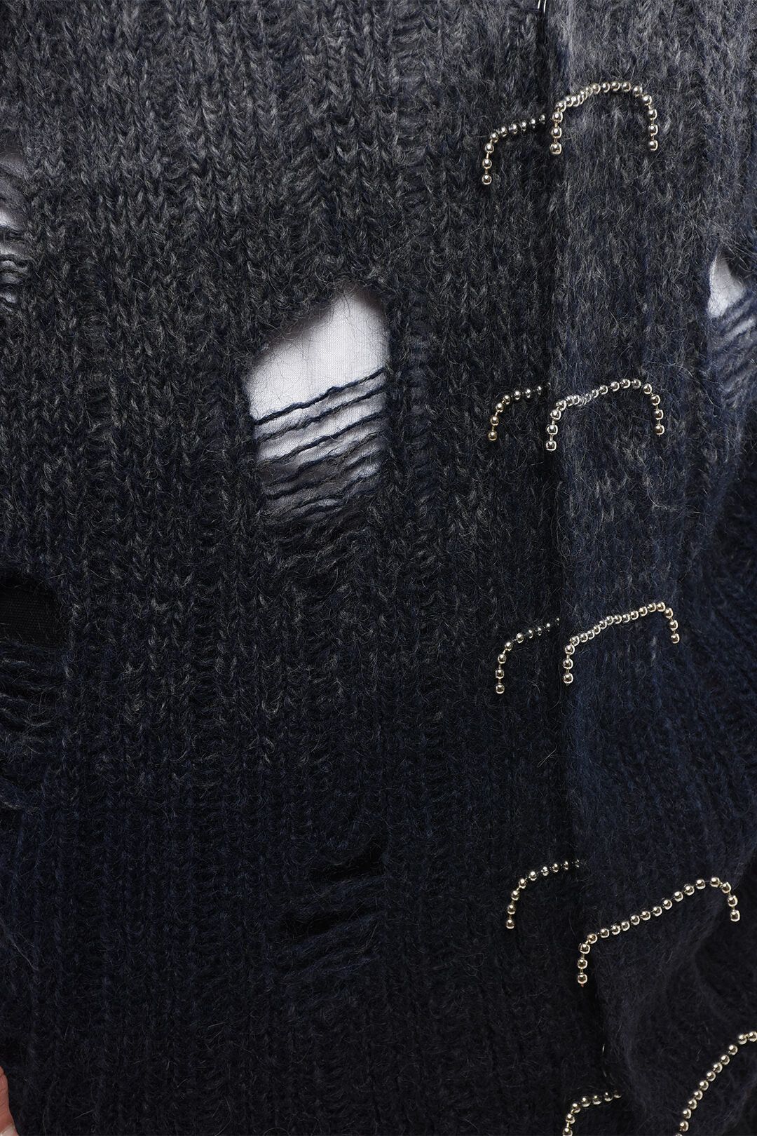 Off-White og1mm0526 Distressed-Effect Wool Cardigan in Gray/Black Size US M / EU 48-50 / 2 - 4 Thumbnail