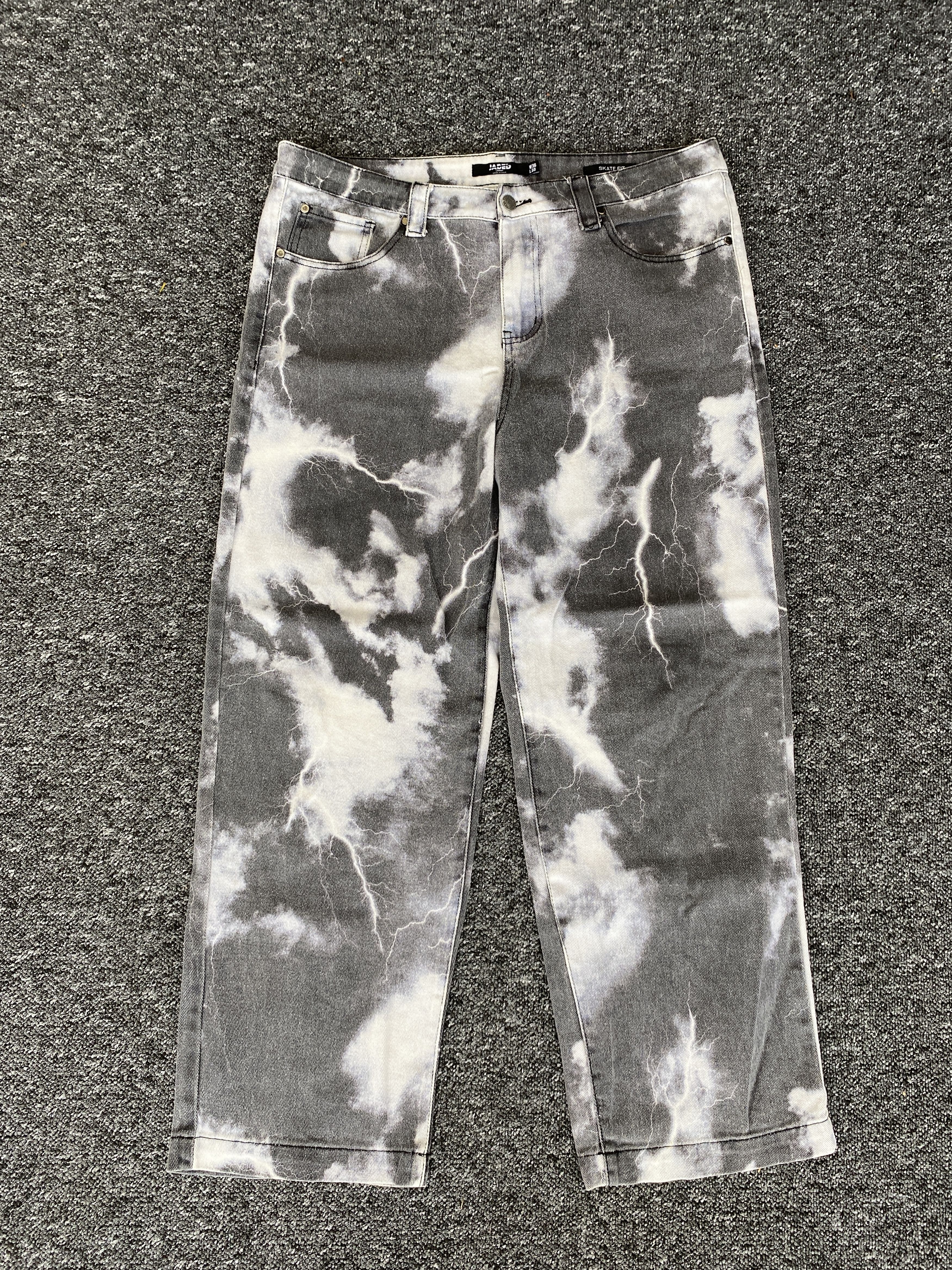 Jaded London pants white lightning w36 l30 skate fit