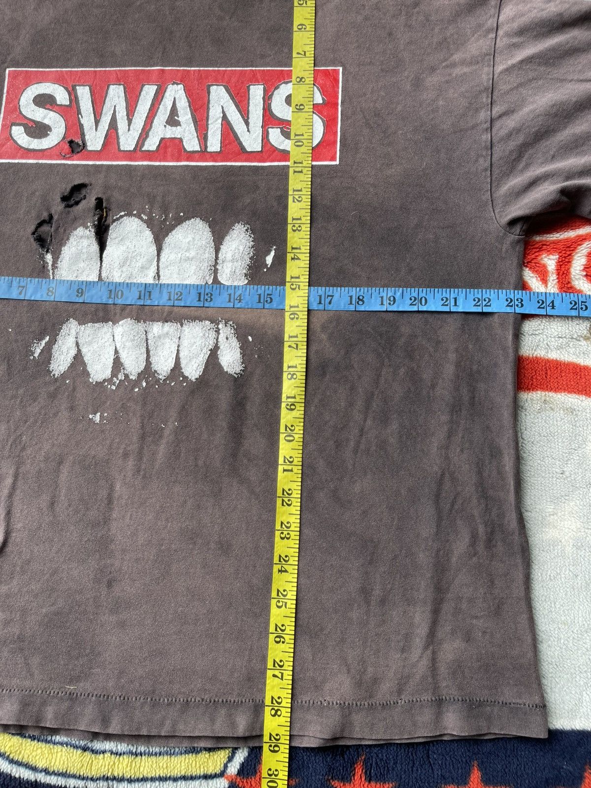 Vintage Thrashed Vintage 90's Swans Filth Punk Band Faded Tee Size US L / EU 52-54 / 3 - 14 Thumbnail