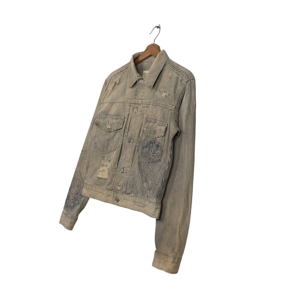 Ralph Lauren 🔥VINTAGE CROPPED BIKER JACKET HICKORY CHORE DENIM & SUPPPLY Size US XS / EU 42 / 0 - 4 Thumbnail