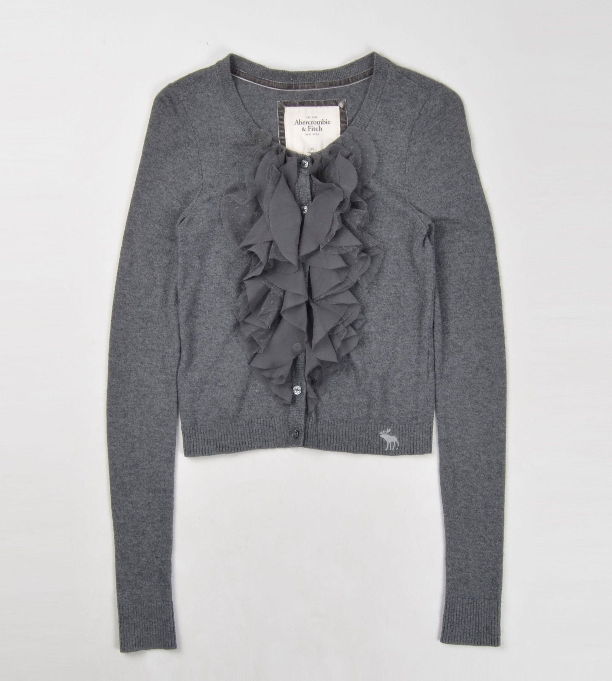 Abercrombie & Fitch × Designer × Vintage Abercrombie & Fitch Y2K Babydoll Coquette Ruffle Cardigan Size XS / US 0-2 / IT 36-38 - 4 Thumbnail