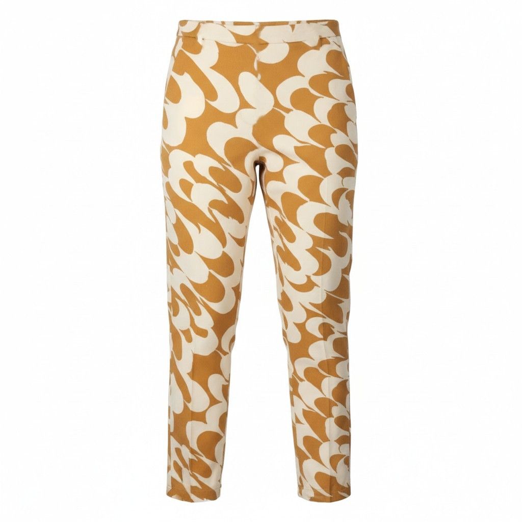 Max Mara EU36 Mustard Printed Zip Fly Tapered Trousers 88899 Size 26" / US 2 / IT 38 - 1 Thumbnail