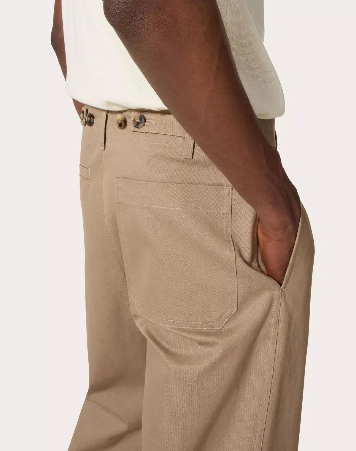 Valentino oc11z0625 Cotton Gabardine Trousers in Beige Size US 36 / EU 52 - 6 Thumbnail