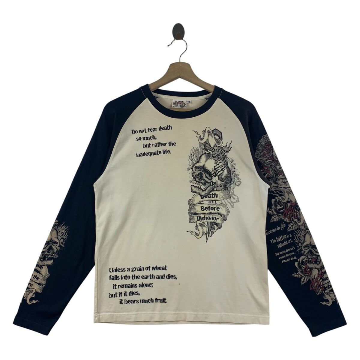 Japanese Brand Vintage BLOOD MASSAGE death before dishoner long sleeve tee Size US M / EU 48-50 / 2 - 1 Thumbnail