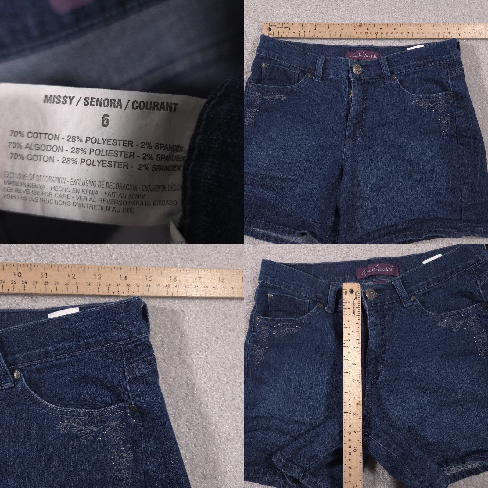 Gloria Vanderbilt VINTAGE Gloria Vanderbilt Gia Vanderbilt Shorts Womens 6 Denim Alana Short Embroidered Rhinestone Stretch Size 28" / US 6 / IT 42 - 8 Thumbnail