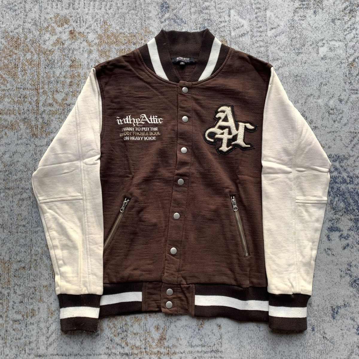 In The Attic 2000s Japanese Brand Gothic Punk Embroidery Varsity Jacket Size US M / EU 48-50 / 2 - 1 Thumbnail