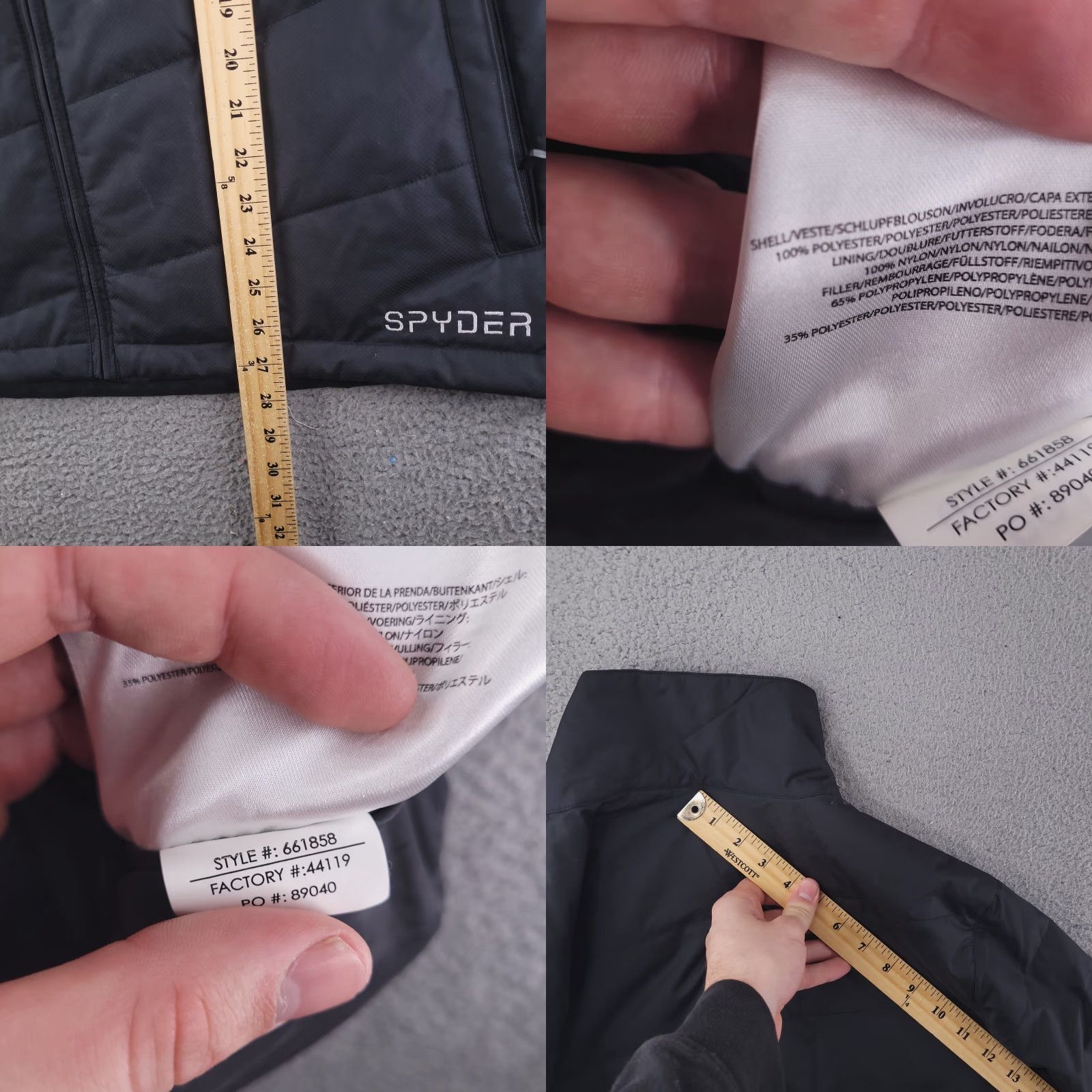 Spyder Spyder Jacket Womens 12 Black Puffer Zip Polyester Size XL / US 12-14 / IT 48-50 - 8 Thumbnail