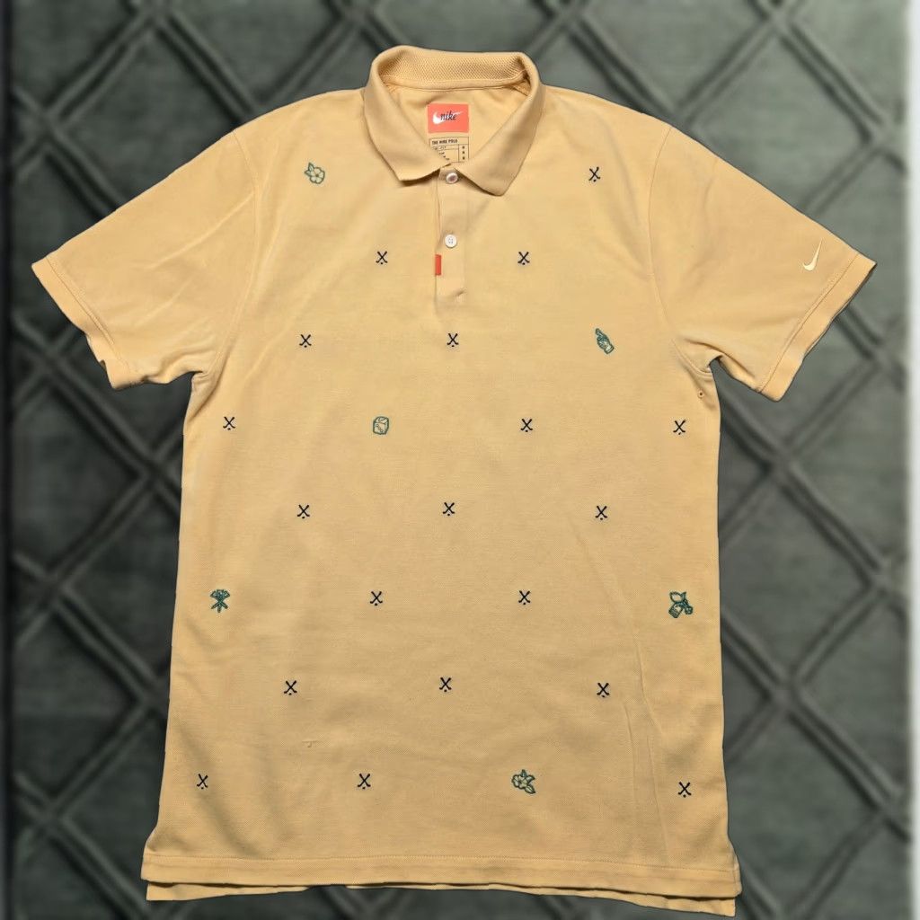 Nike Nike Polo Shirt Mens M Tan Dri-Fit Embroidered Pattern Golf Tennis Casual Size US M / EU 48-50 / 2 - 1 Thumbnail