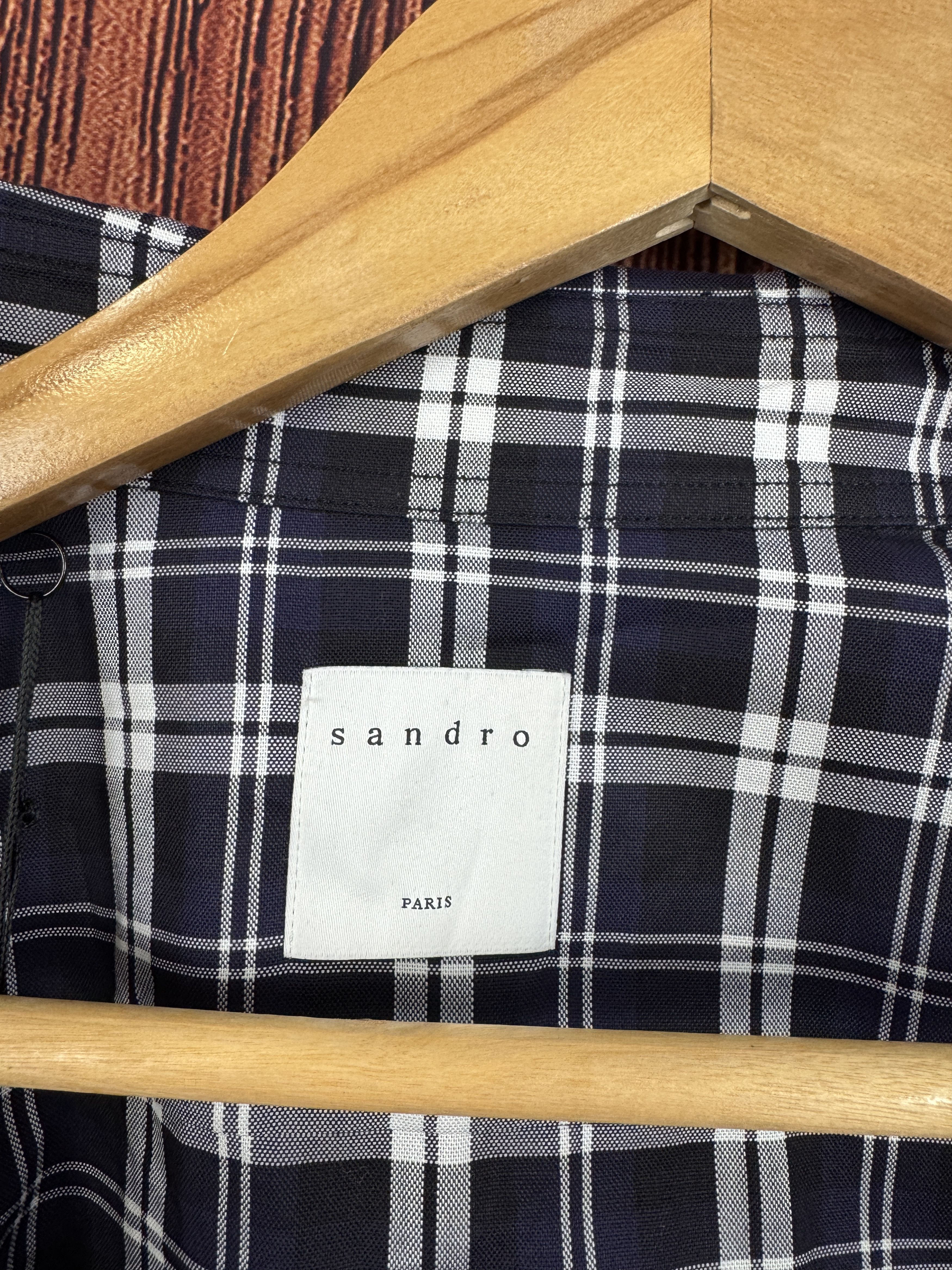 Sandro NWT RRP 230$ SANDRO Paris Chemise Tartan Marine Shirt Size US S / EU 44-46 / 1 - 14 Thumbnail