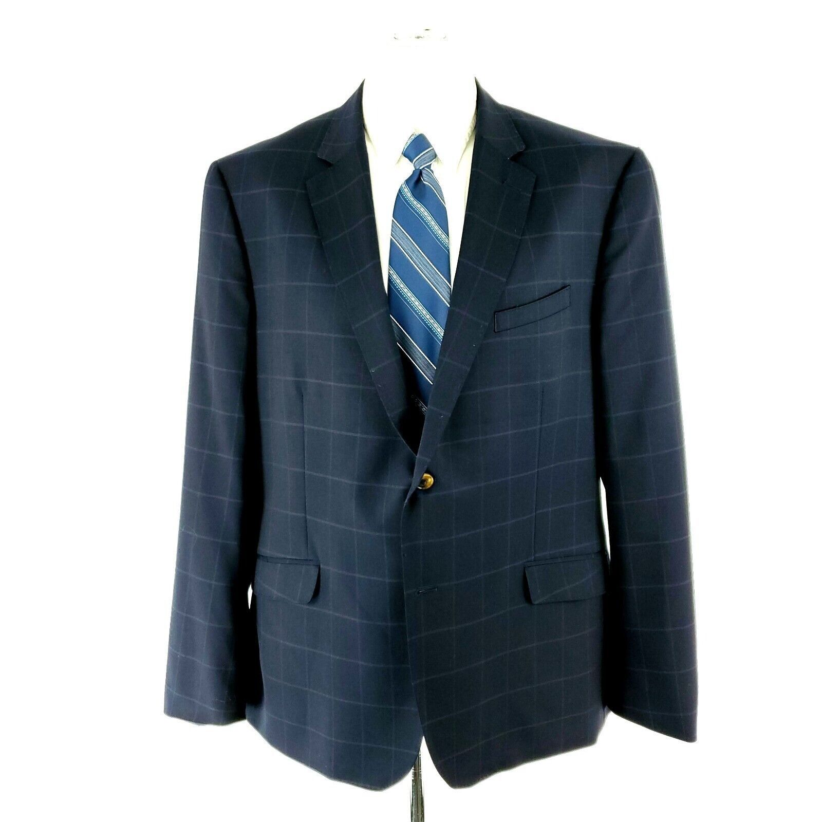 Other James Tattersall Wool Polyester 2 Button Suit Jacket 42R Blu Size 42R - 3 Thumbnail