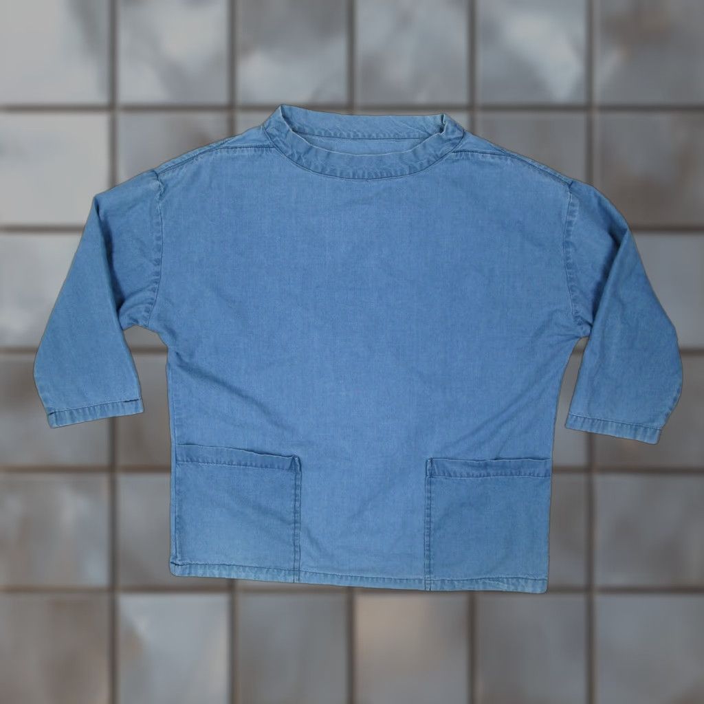 YMC YMC Women's Blue Mock Neck 3/4 Sleeve Pullover Blouse Size S - Casual Knit Top Size S / US 4 / IT 40 - 1 Thumbnail