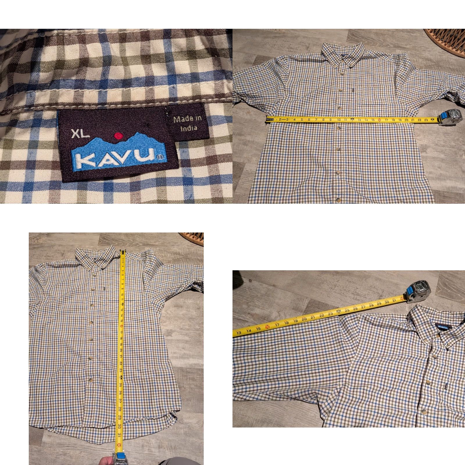 KAVU KAVU Plaid Long Sleeve Button Up Shirt Mens XL Blue Brown Knit Polyester Regular Fit Vintage? No (but avoid "Vintage" since No) Size US XL / EU 56 / 4 - 8 Thumbnail