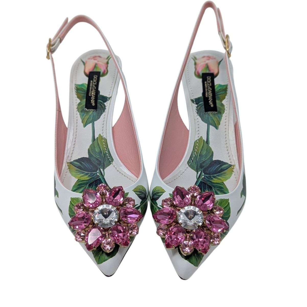 Dolce & Gabbana Dolce & Gabbana Jeweled Bellucci Floral Heels White Pink Size US 5 / IT 35 - 9 Thumbnail