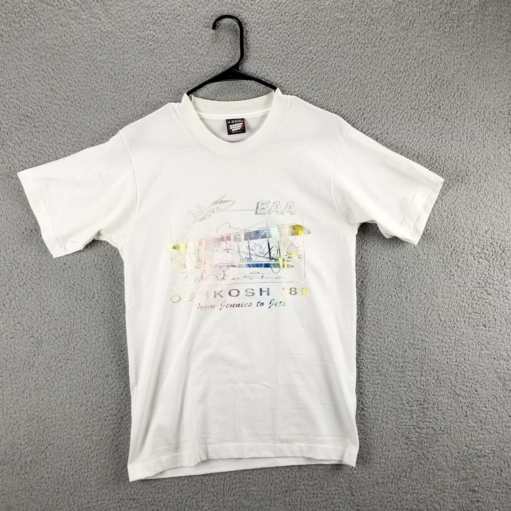 Vintage Vintage EAA Oshkosh 1989 Airplane Shirt Small White Nike? Size US S / EU 44-46 / 1 - 2 Thumbnail