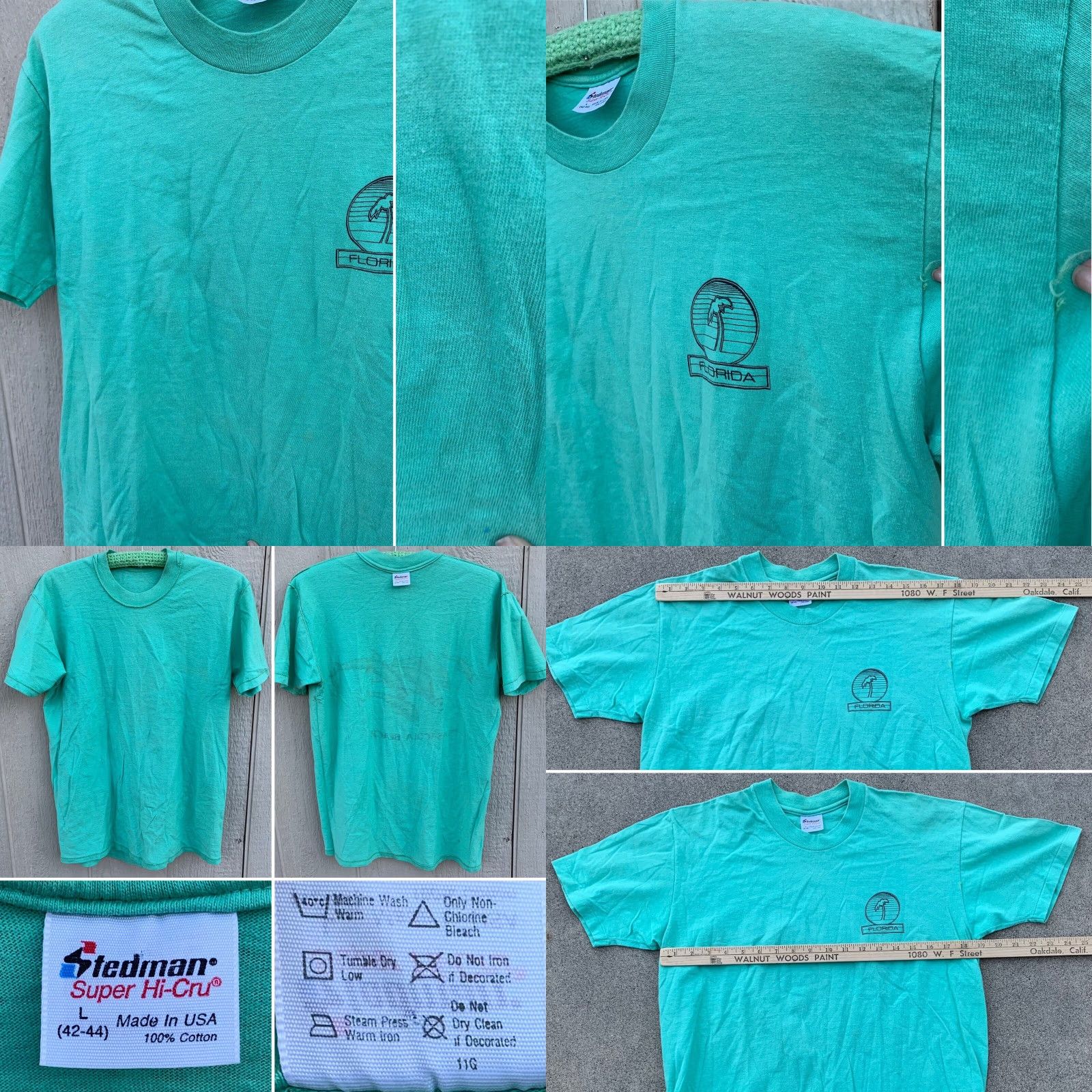 Vintage VINTAGE Pensacola Beach Florida dolphin graphics t-shirt Stedman Super Hi-Cru L Shirt Men 1980s Green Graphic Tee USA Dolphins Beach Size US L / EU 52-54 / 3 - 8 Thumbnail