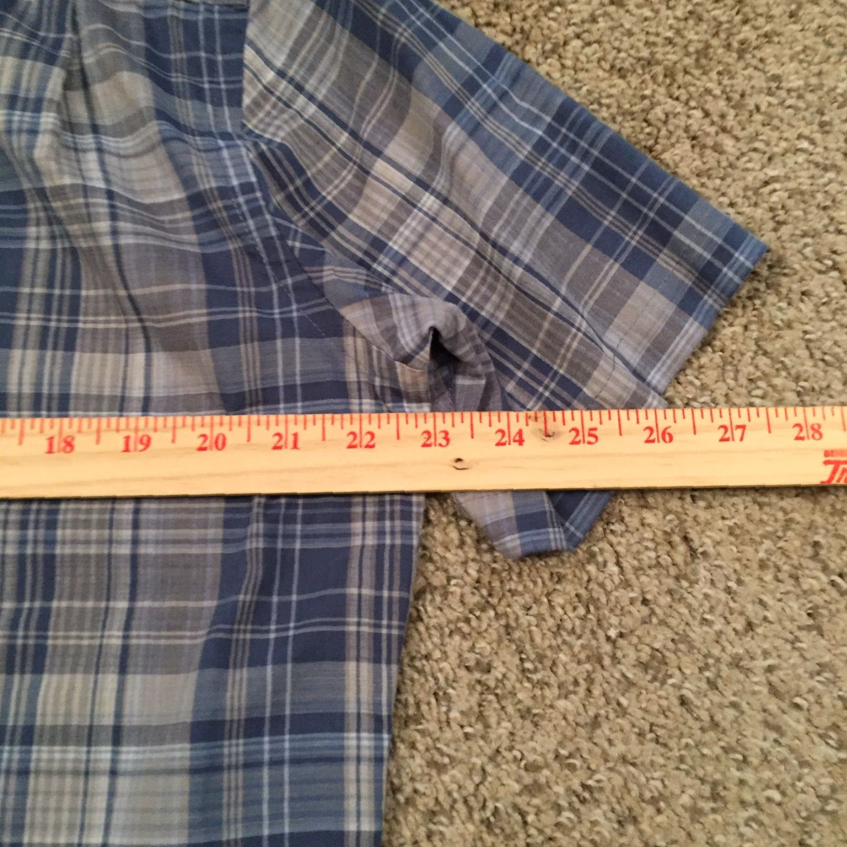 Van Heusen Van Heusen Shirt Mens 15.5 Blue Plaid Short Sleeve Button Up Size US L / EU 52-54 / 3 - 7 Thumbnail