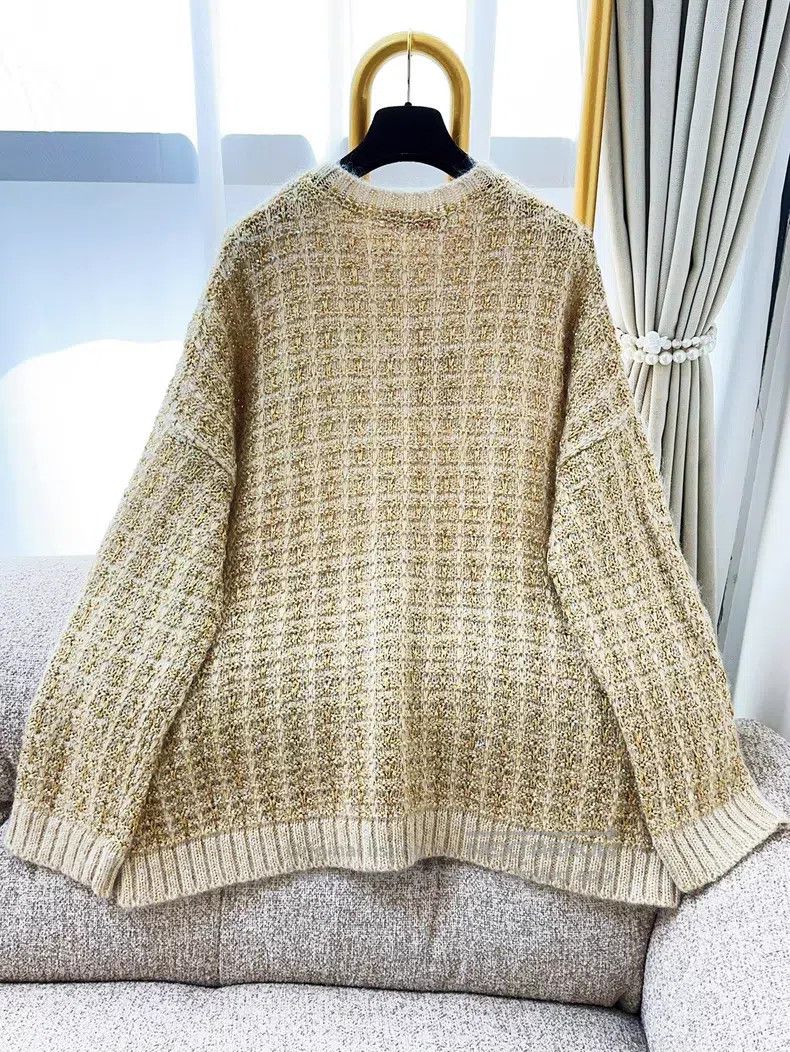 Valentino Valentino Grey gold embroidered sequined gold thread waffl Size M / US 6-8 / IT 42-44 - 2 Thumbnail