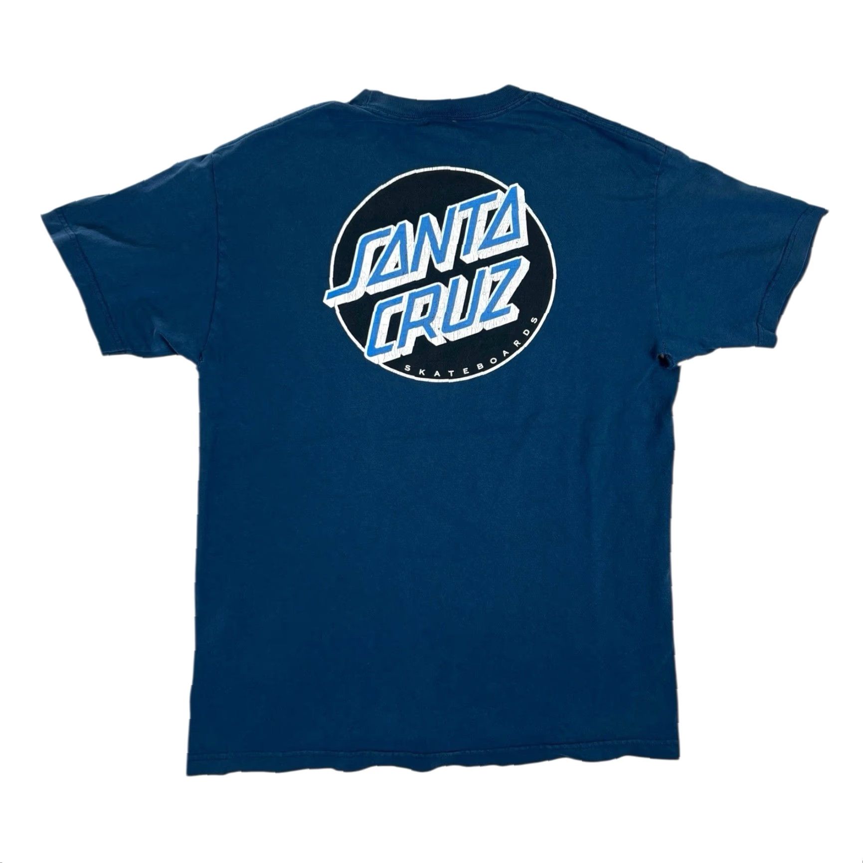 Vintage VINTAGE Santa Cruz T-Shirt Regular Men L Blue Distress 90s Beach OG Logo Short Sleeve Crew Neck Double-Sided Size US L / EU 52-54 / 3 - 2 Thumbnail