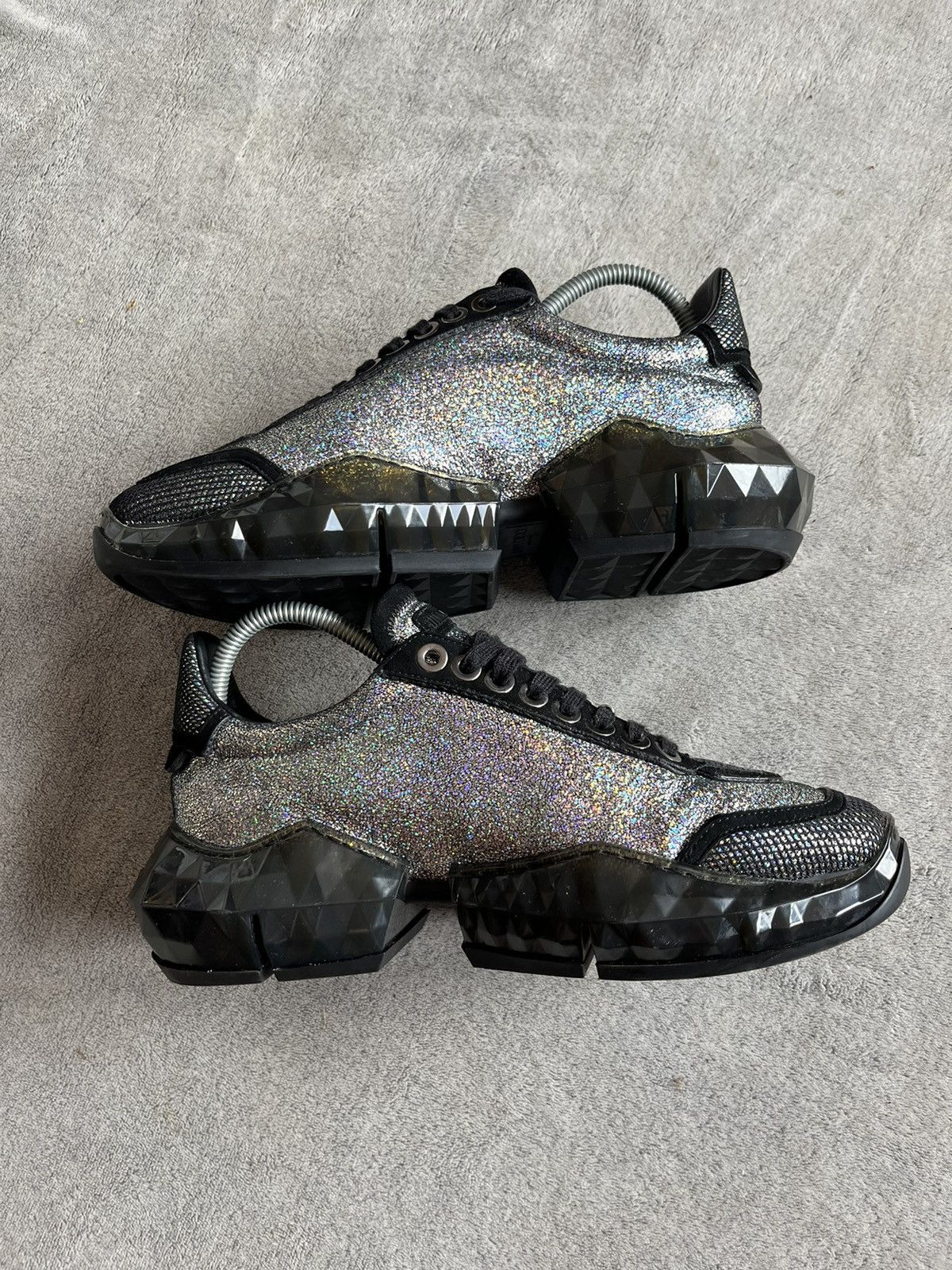 Designer × Jimmy Choo Jimmy Choo Diamond Sneakers Black Glitter Luxury Italy Size US 8 / EU 41 - 5 Thumbnail