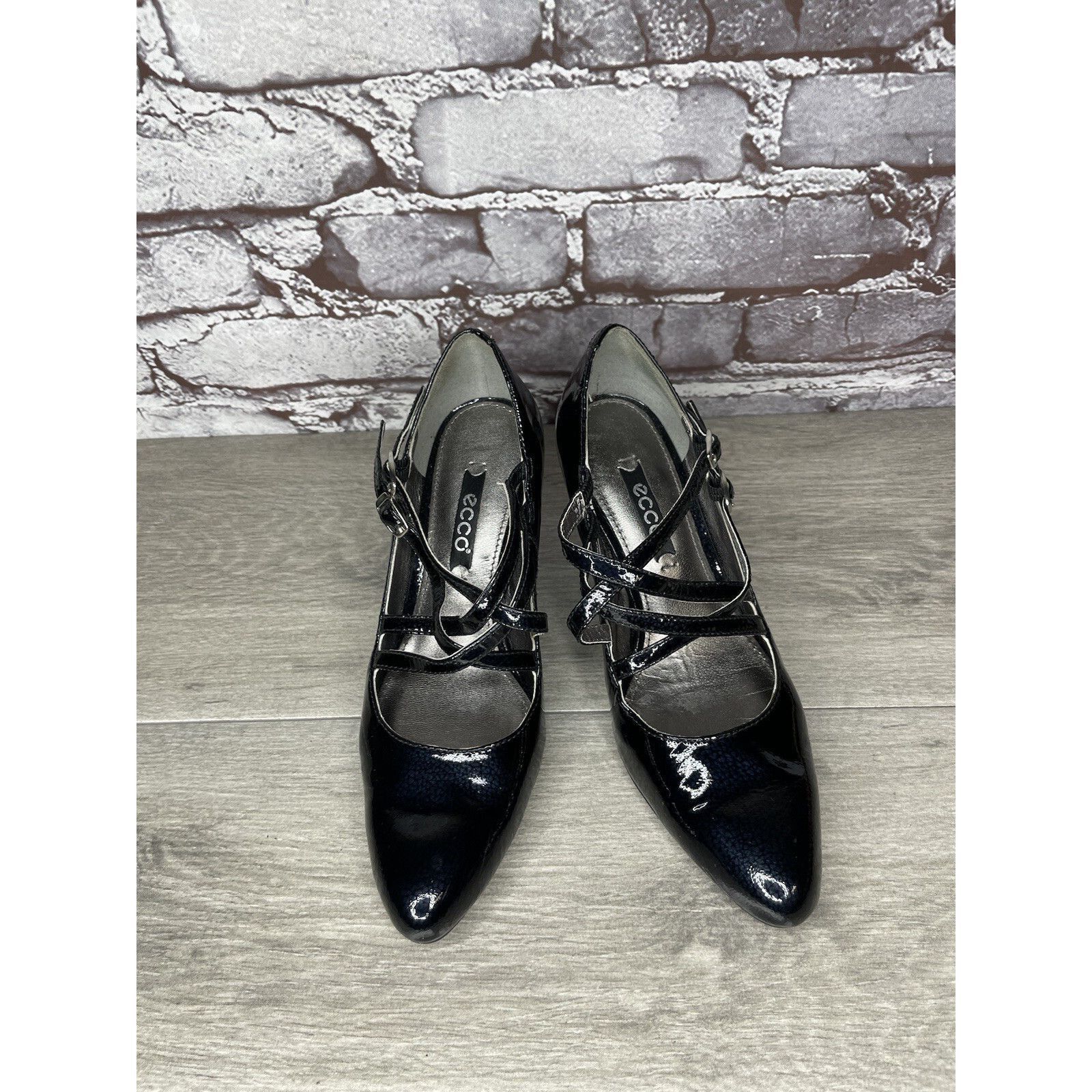 Ecco Ecco Navy Blue Patent Leather Mary Jane Strap Heels Shoes Wo Size US 5 / IT 35 - 15 Thumbnail