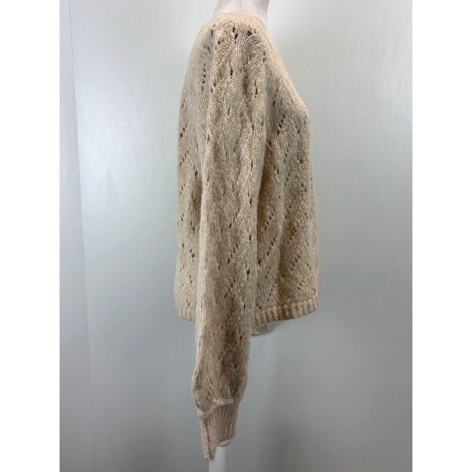 J.Crew VINTAGE J.CREW Women's Sweater XL Knit Crew Neck Wool Blend Long Sleeve Pullover Cream Size XL / US 12-14 / IT 48-50 - 4 Thumbnail
