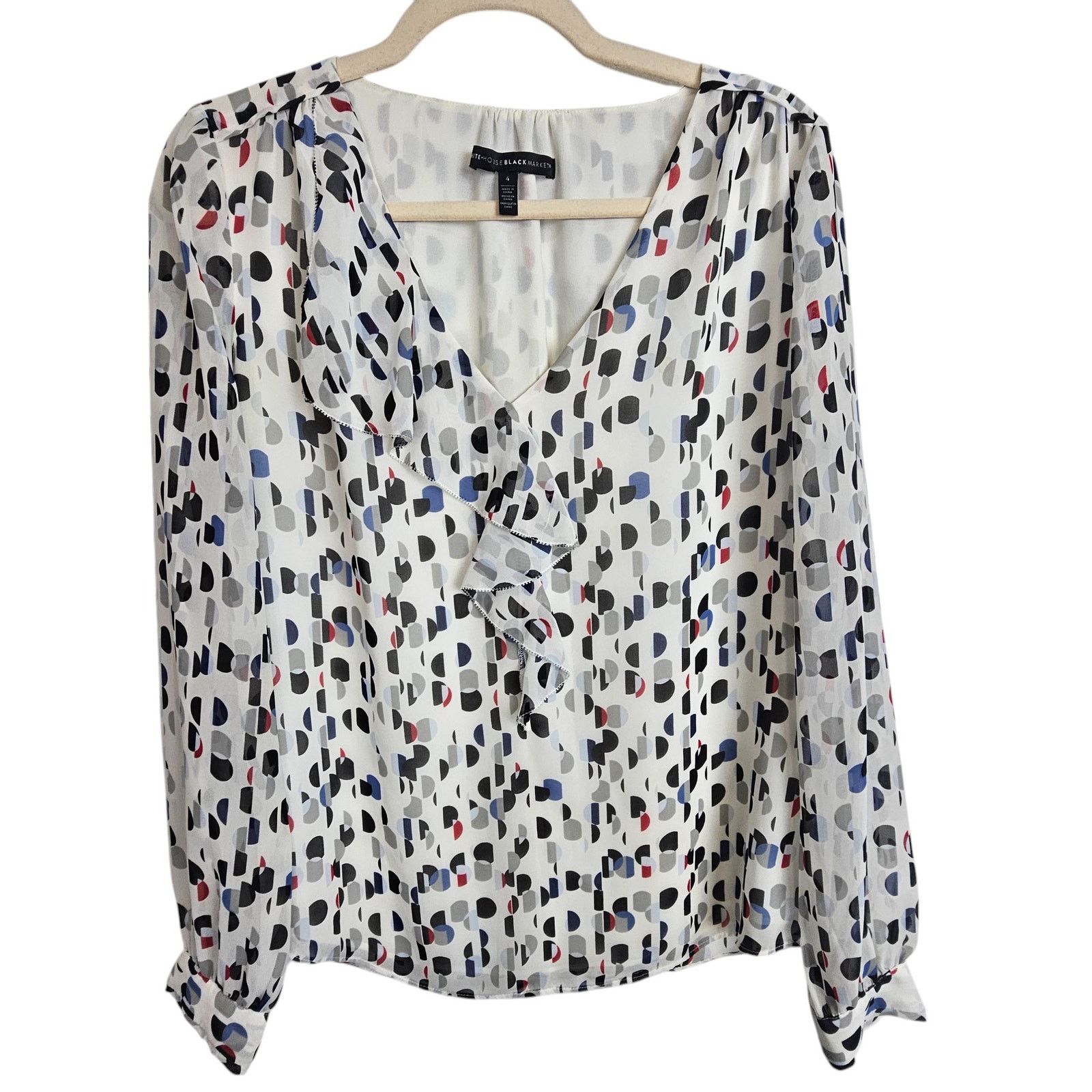 White House Black Market White House Black Market Polka Dot Blouse 4 Corp Career Size S / US 4 / IT 40 - 1 Thumbnail