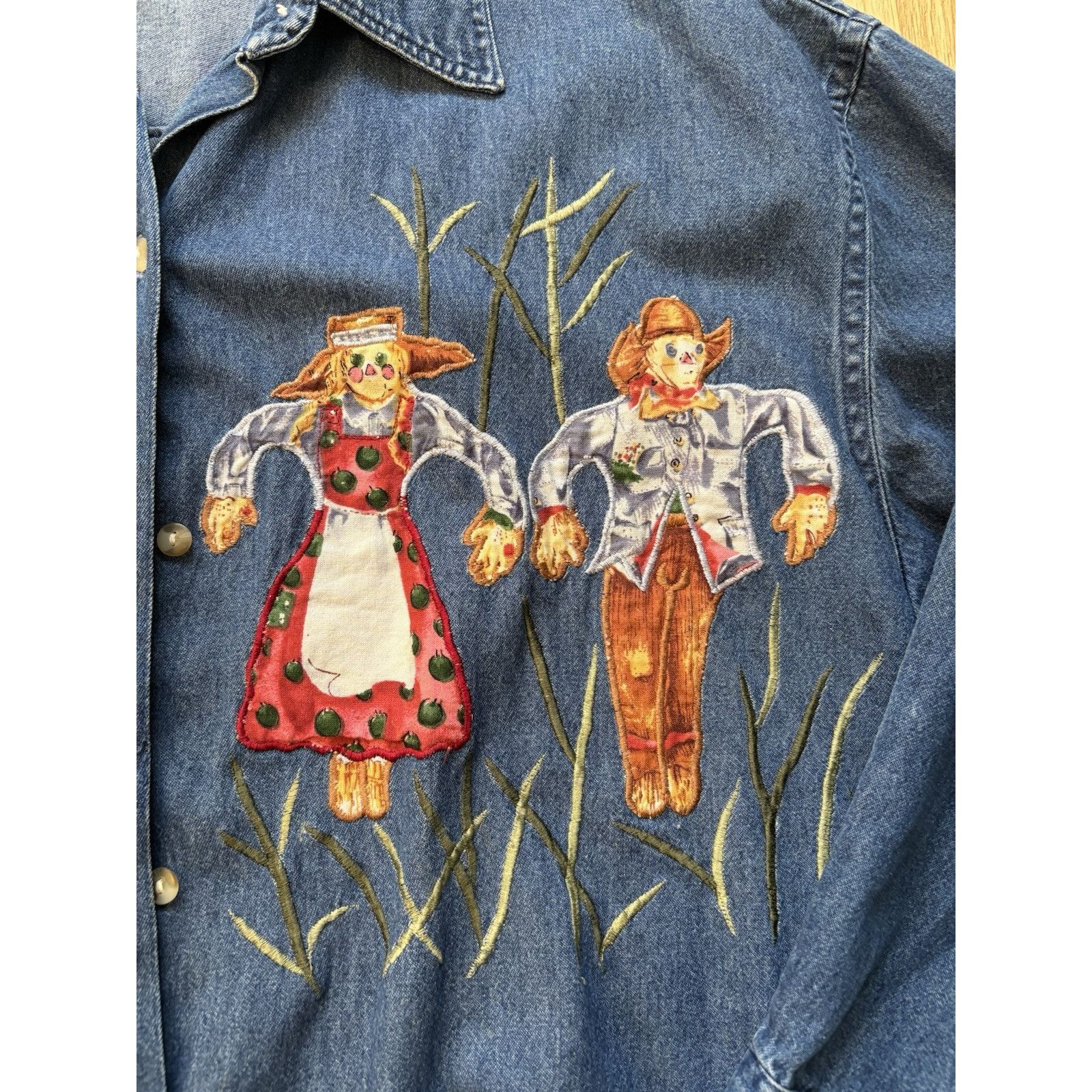 Other Womens Sz XL Karen Scott Denim Shirt Autumn Embroidered Size XL / US 12-14 / IT 48-50 - 6 Thumbnail