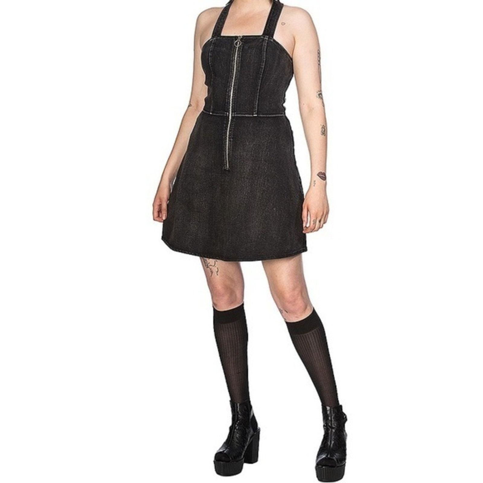 Other Banned Apparel Acid Wash Black Denim Dress Size XS / US 0-2 / IT 36-38 - 2 Thumbnail