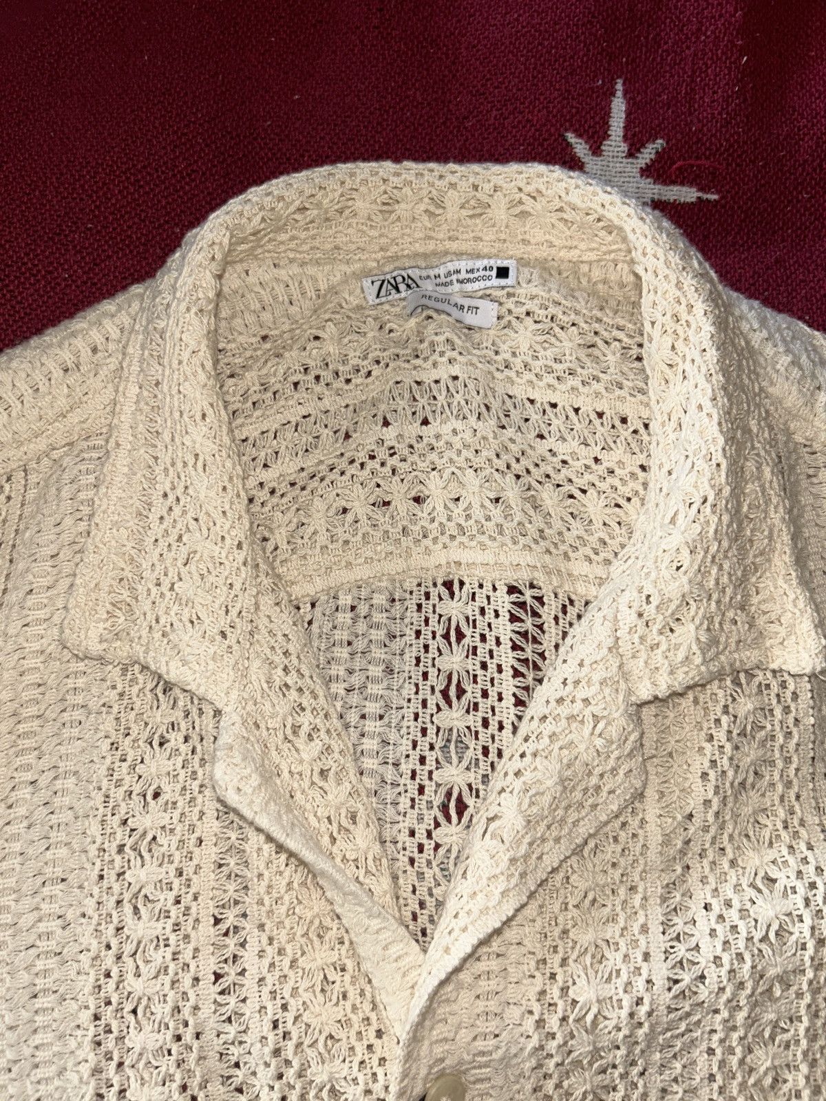 Vintage × Zara Zara crochet textured button down shirt Size US M / EU 48-50 / 2 - 3 Thumbnail