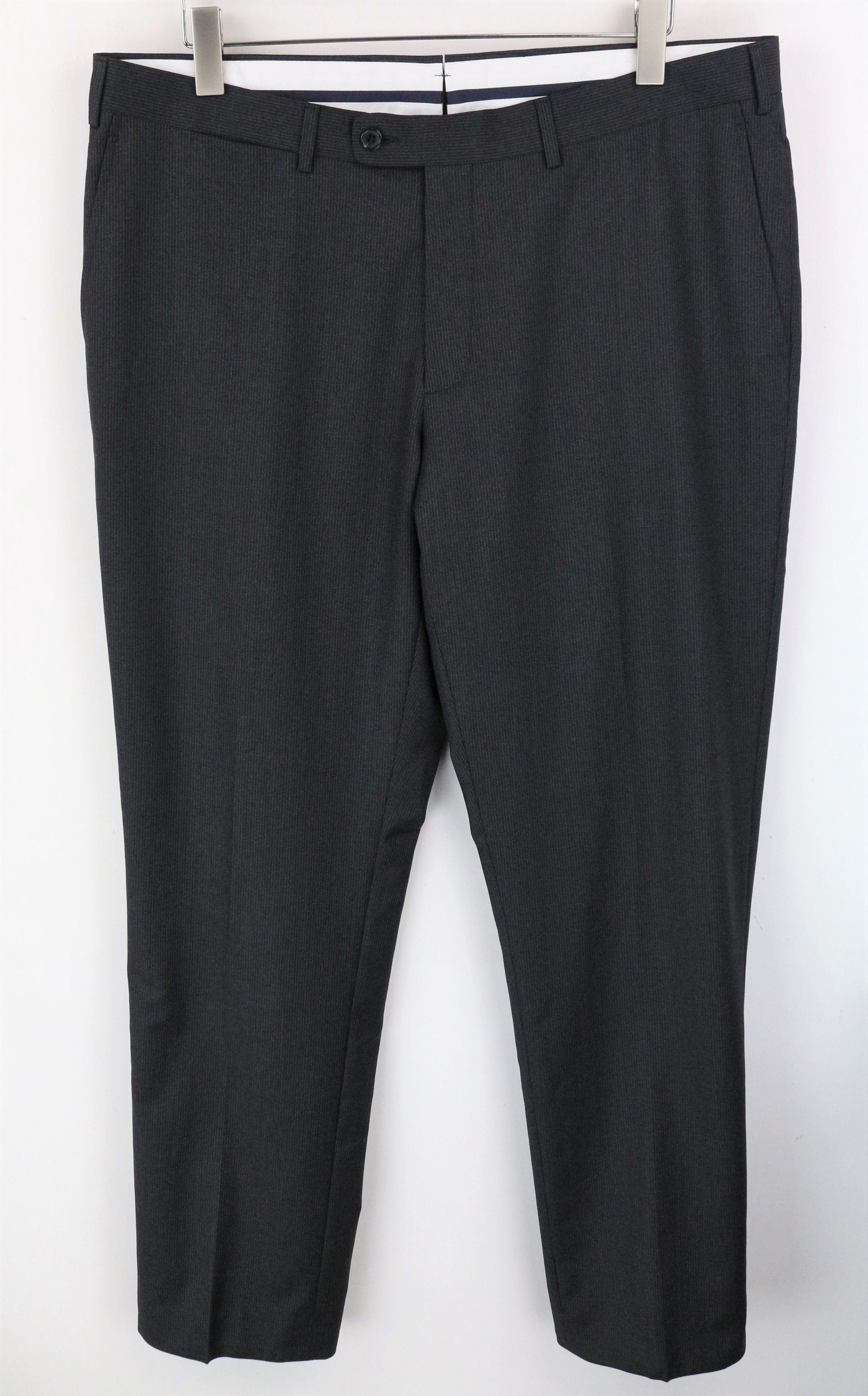Suitsupply UK40S Dark Grey Wool Pinstriped Pleated Trousers 61145 Size 40S - 1 Thumbnail