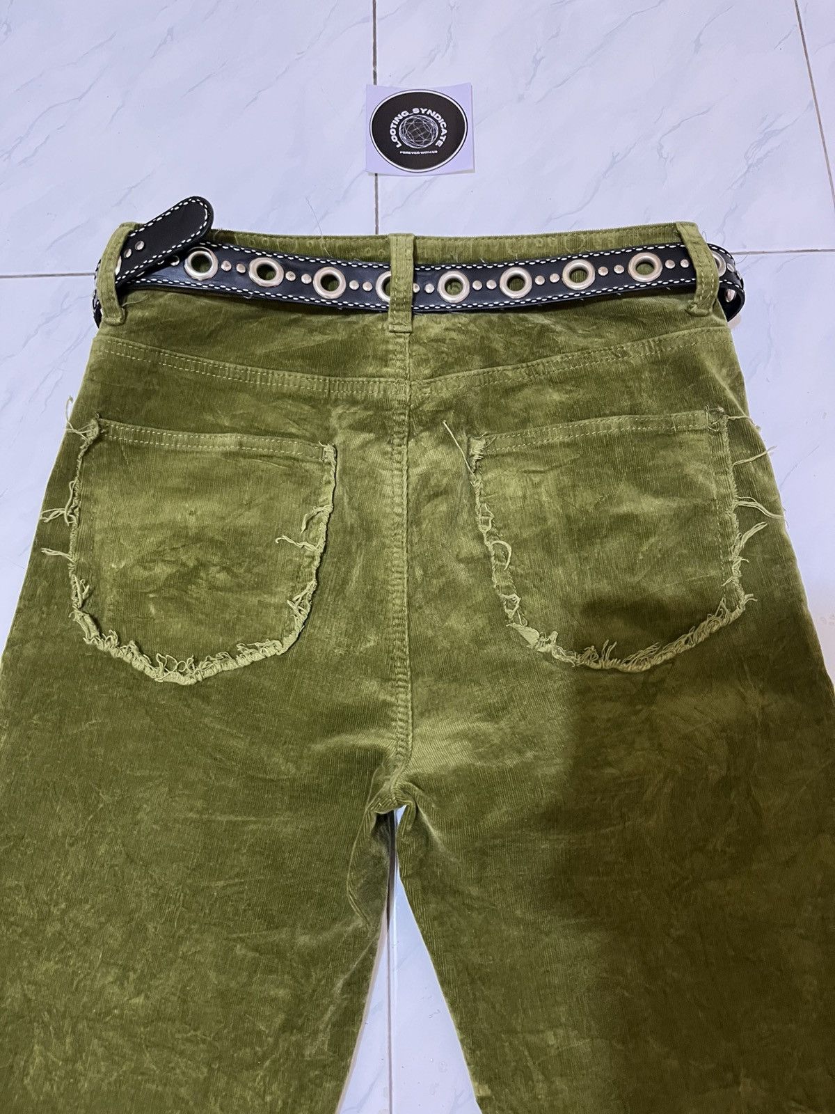 Japanese Brand 🔥 Akira Denim Flare Patchwork Corduroy Pants Size US 30 / EU 46 - 7 Thumbnail