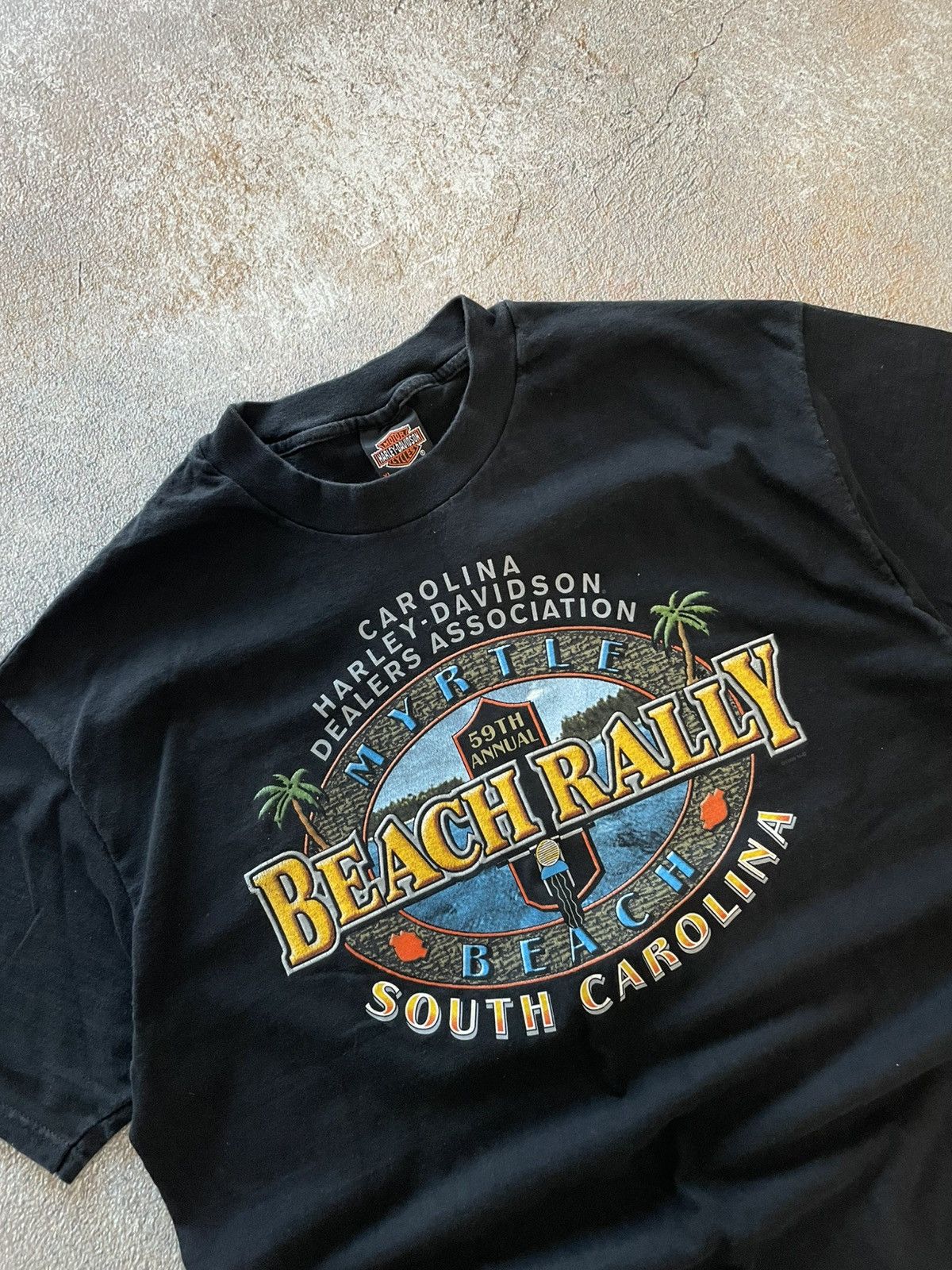 Harley Davidson Vintage 90s Harley Davidson Beach Rally T-Shirt Size US XL / EU 56 / 4 - 3 Thumbnail