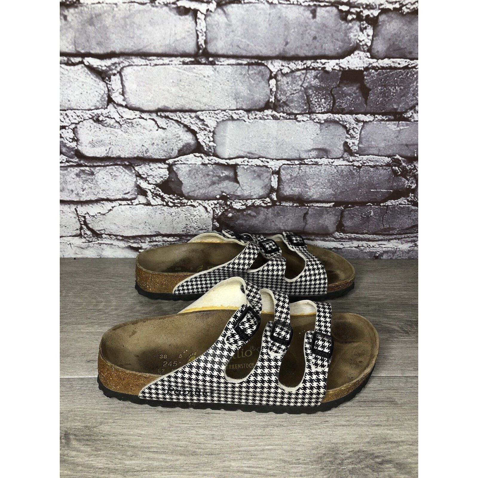 Birkenstock BIRKENSTOCK PAPILLIO Black White Leather Footbed Sandals Wom Size US 8 / IT 38 - 12 Thumbnail