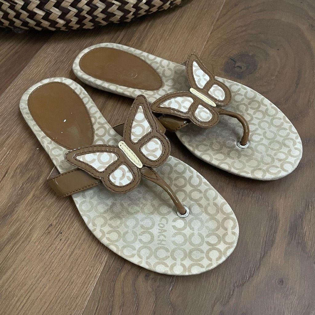 Coach Coach Petra Brown Butterfly Thong Slip-On Flip Flop Sandals Size US 8.5 / IT 38.5 - 1 Thumbnail