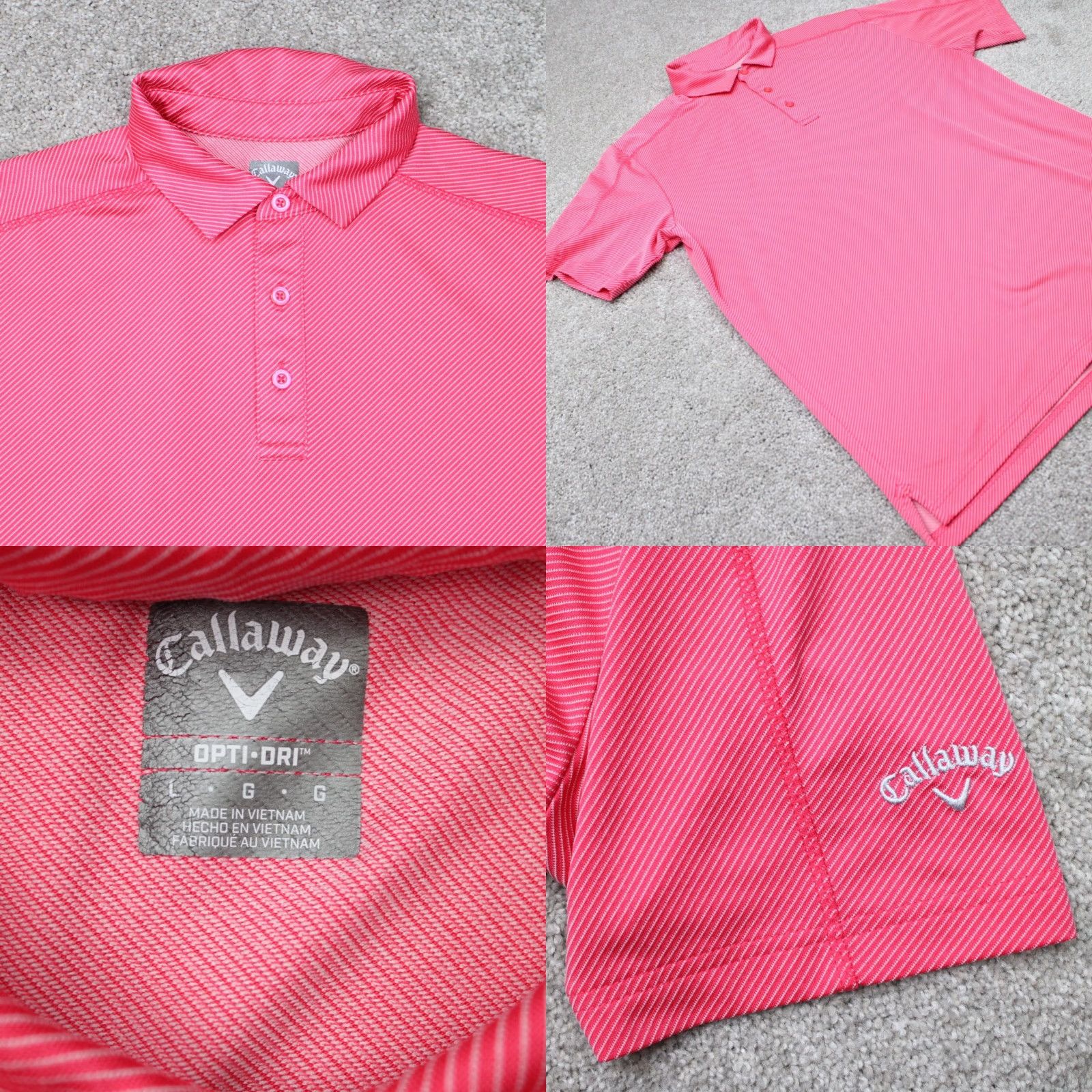 Callaway Callaway Polo Shirt Men L Pink Opti-Dri Short Sleeve Geometric Logo Sports Golf Knit Shirt Size US L / EU 52-54 / 3 - 8 Thumbnail