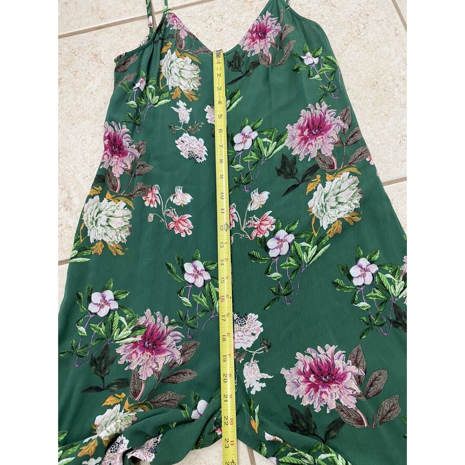 Other For The Republic Jumpsuit S Green Floral Tropical V Neck Size 29" - 10 Thumbnail