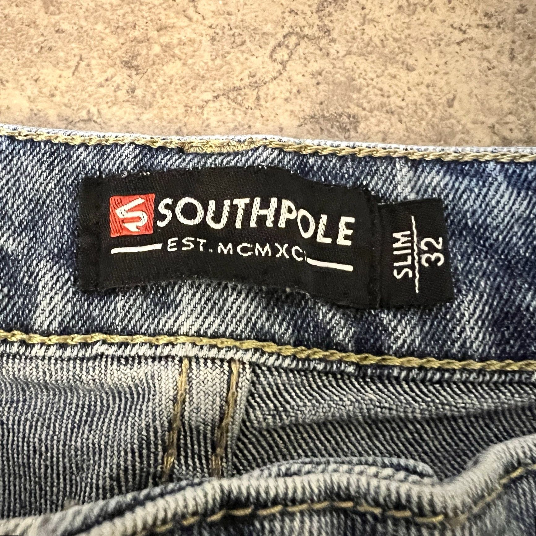 Southpole Southpole Slim Fit Stone Wash Moto Jean Shorts Men 32 Blue Denim 90s Grunge Hip Hop Casual Workwear 5-Pocket 11in Inseam Mens Size US 32 / EU 48 - 2 Thumbnail