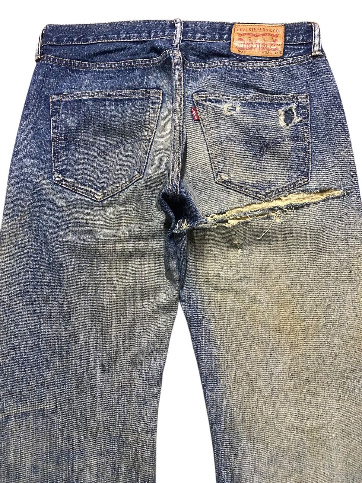 Levi's Vintage Clothing Vintage Levis 501 Mud Wash Y2K Loose Ripped Jeans Size US 33 - 4 Thumbnail