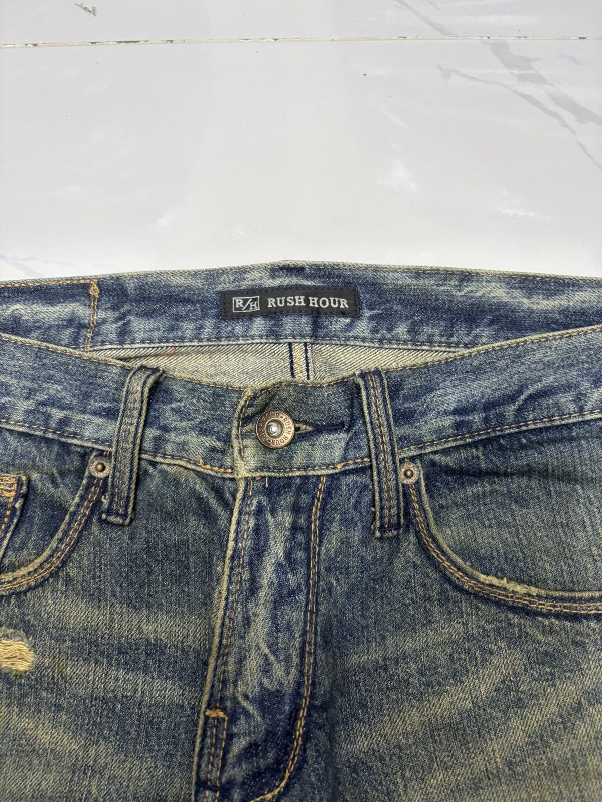 If Six Was Nine 🔥VINTAGE RUSH HOUR MUD WASH DISTRESSED DENIM JEANS Size US 30 / EU 46 - 10 Thumbnail