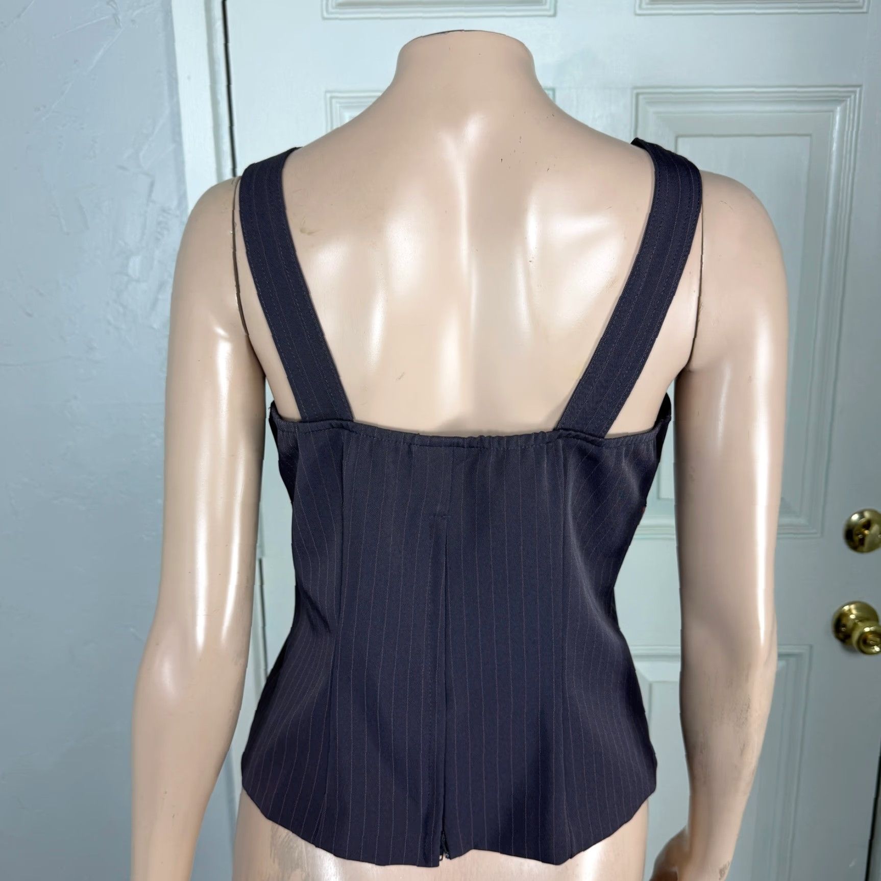 Vintage VINTAGE Breakin’ Loose Tank Shirt Women 8 Gray Knit Striped Bow 90s City Casual Sleeveless Wide Strap Scoop Neck Size M / US 6-8 / IT 42-44 - 3 Thumbnail