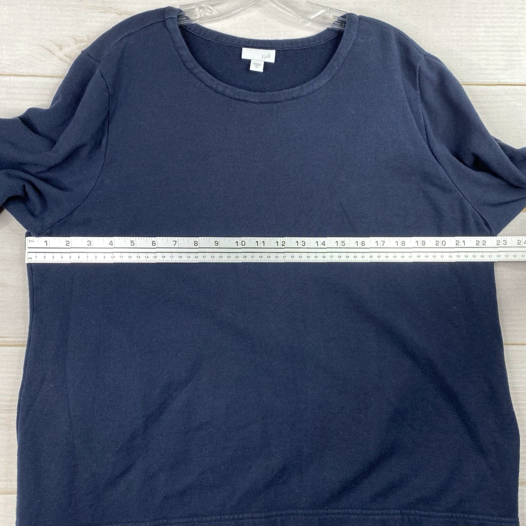 J. Jill J Jill Sweatshirt Top Womens XL Blue Floral Striped Trim Pullover Stretch Casual Knit Cotton Button Fringe Tunic Crewneck Size XL / US 12-14 / IT 48-50 - 4 Thumbnail